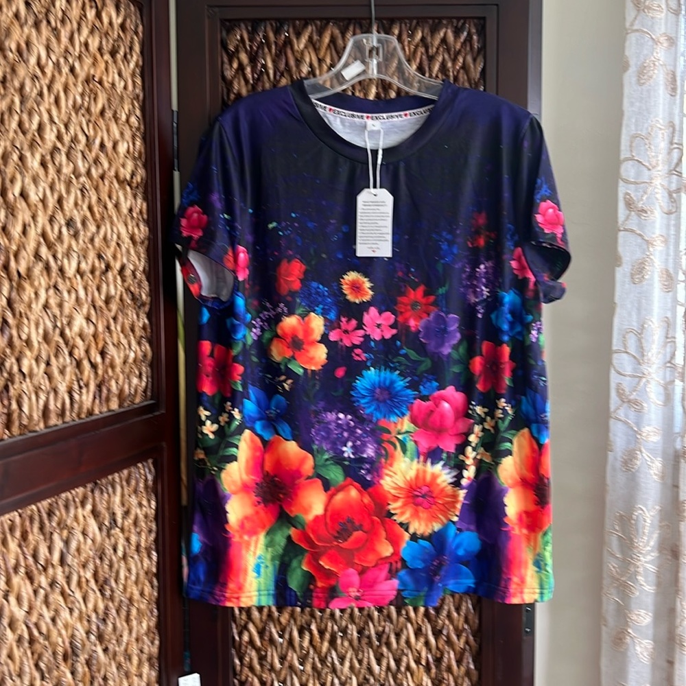 Exclusive tshirt bright floral super soft was a gift not my style